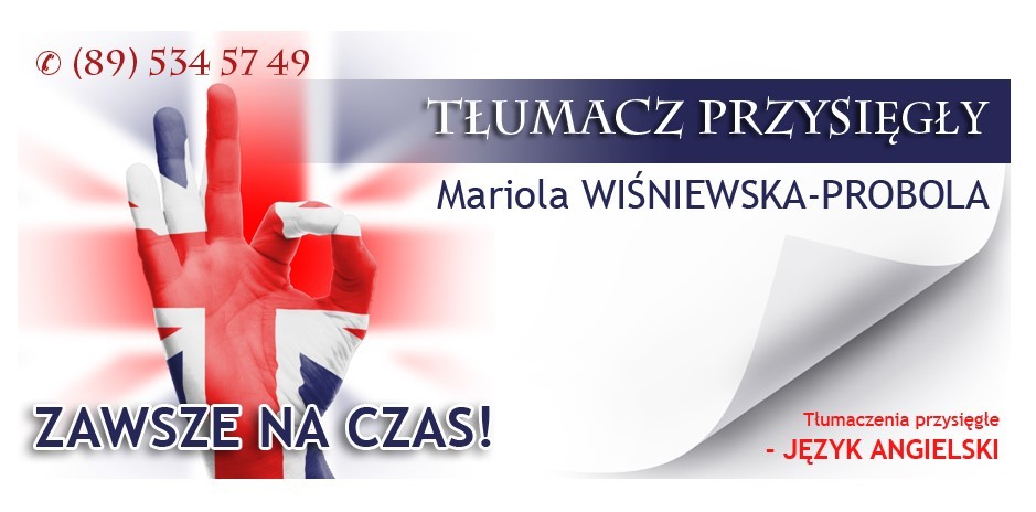 Wiśniewska-Probola Mariola - Tłumacz przysięgły języka angielskiego